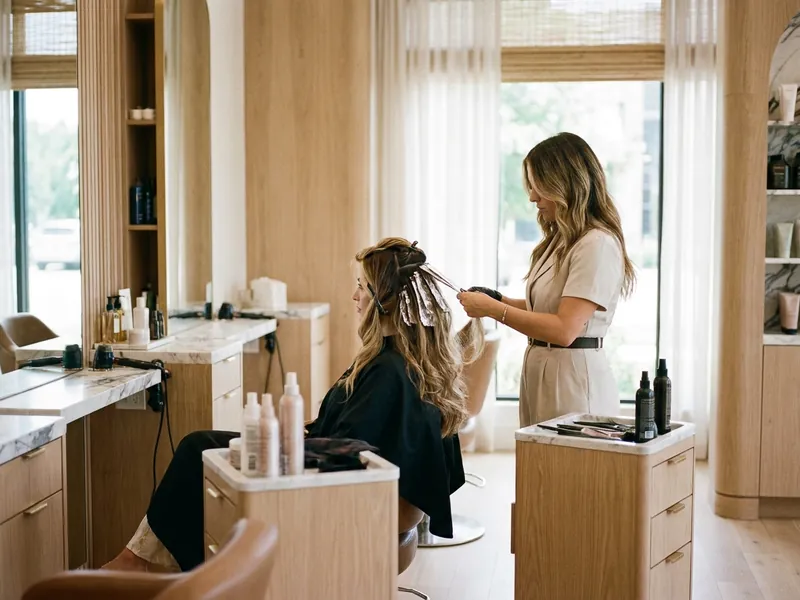 Coloração e mechas em salão de beleza